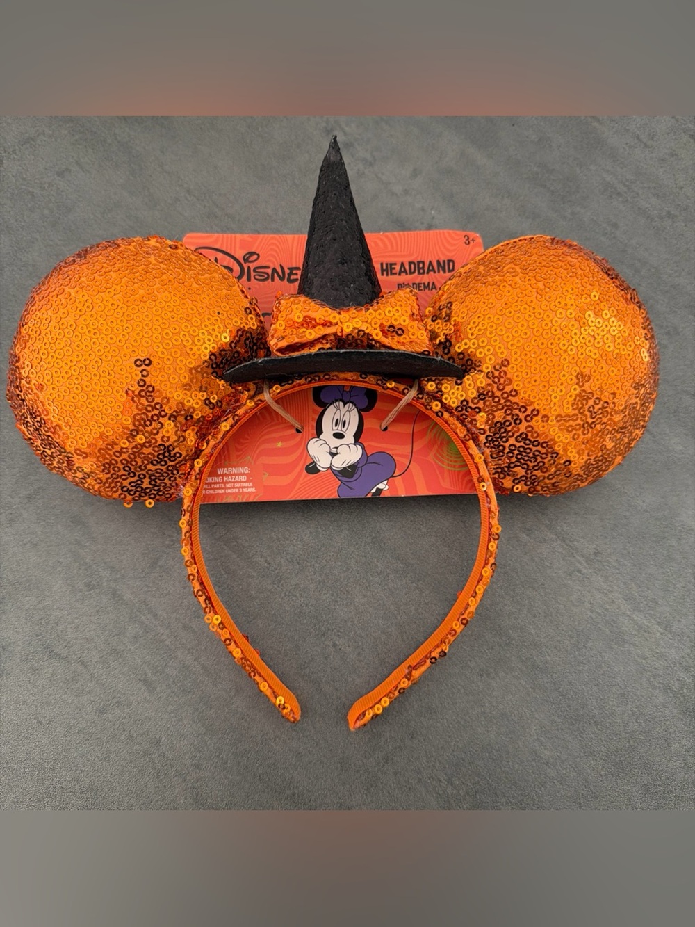 NEW Aldi Disney 2026 Orange Sequin Minnie Mickey Mouse Ears Witch Hat Halloween
